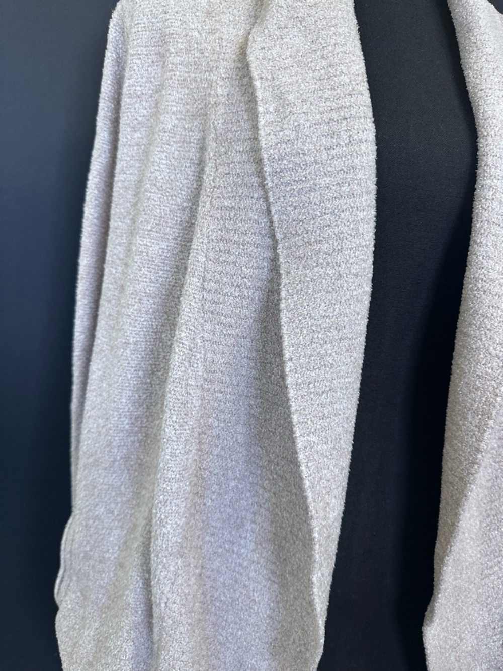 #199- Barefoot Dreams Women's Open-Front Cardigan in Taupe - Picture 6 of 12
